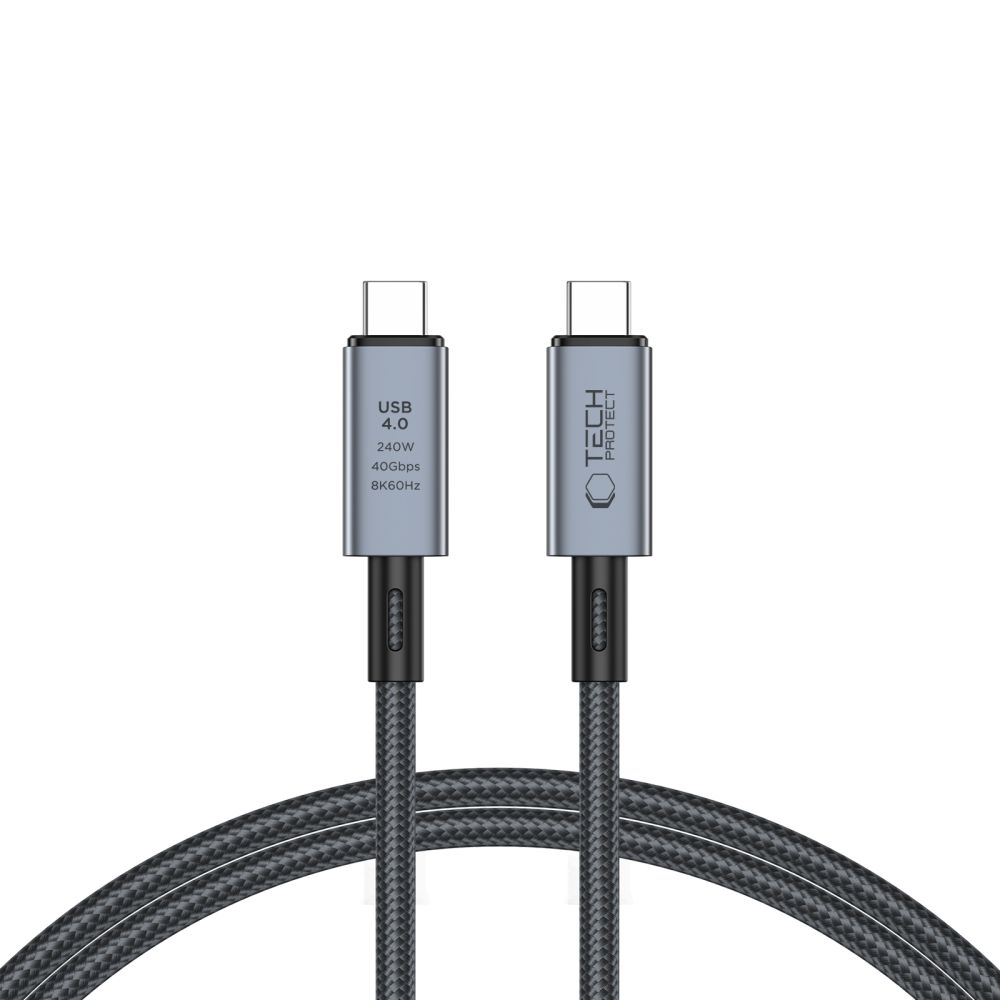 iTok webáruház - Tech-Protect Tech-Protect UltraBoost Max USB-C 4.0 – USB-C 4.0 kábel 240 W, 1 m (szürke) 1 Tech-Protect UltraBoost Max USB-C 4.0 / USB-C 4.0 PD Cable 240W 8K 40Gbps 1m (szürke)