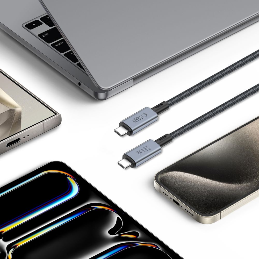 iTok webáruház - Tech-Protect Tech-Protect UltraBoost Max USB-C 4.0–USB-C 4.0 PD 240W kábel, 2 m (szürke) 5 Tech-Protect UltraBoost Max USB-C 4.0 / USB-C 4.0 PD 240W 8K 40Gbps 2m cable (szürke)