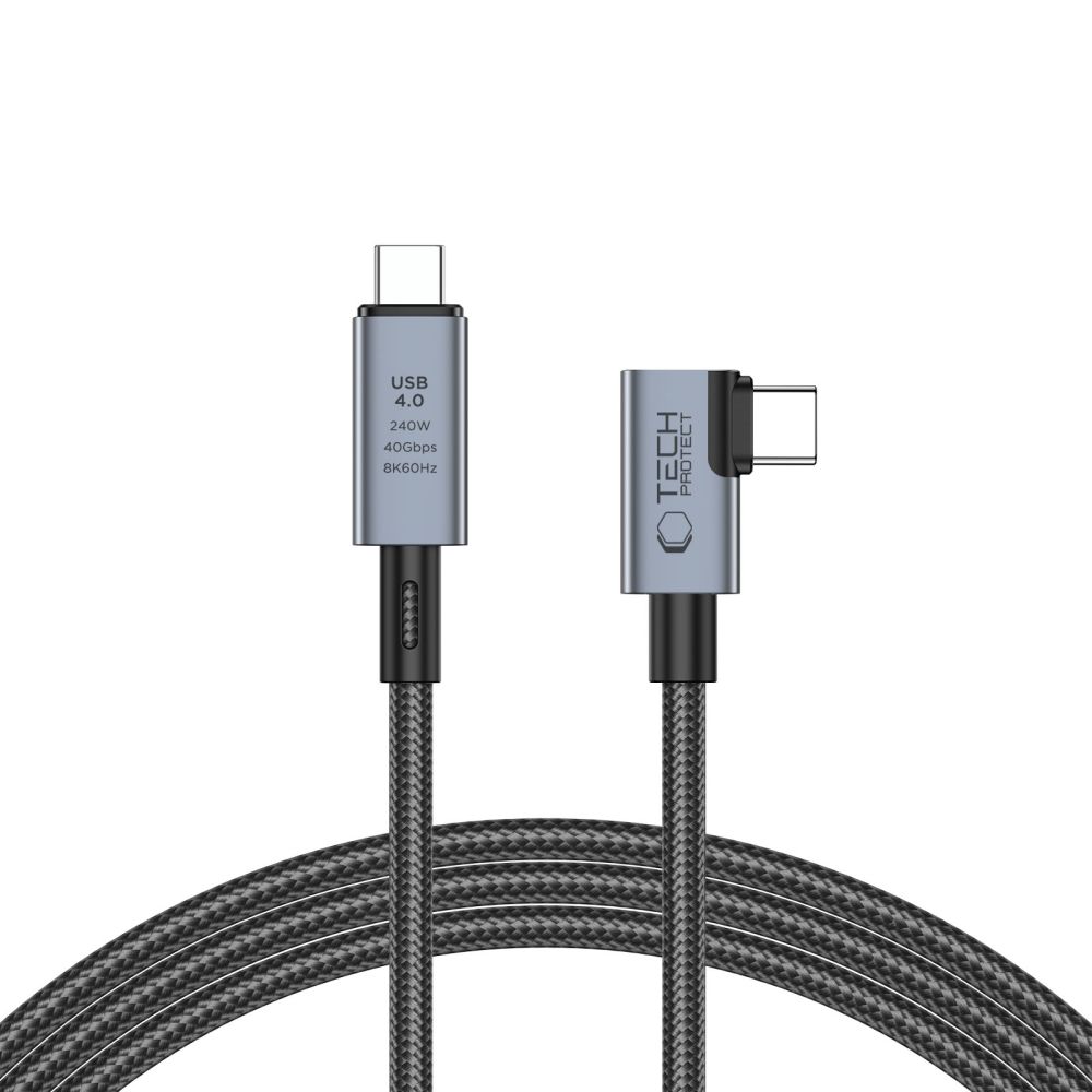 iTok webáruház - Tech-Protect Tech-Protect UltraBoost Max L USB-C 4.0–USB-C 4.0 kábel, 1,5 m (szürke) 1 Tech-Protect UltraBoost Max L USB-C 4.0 (straight) / USB-C 4.0 (angled) PD 240W 8K 40Gbps 1.5m Cable (szürke)