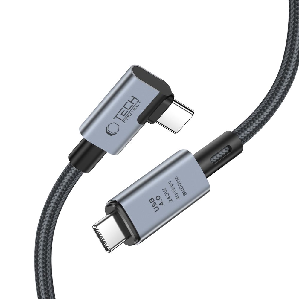iTok webáruház - Tech-Protect Tech-Protect UltraBoost Max L USB-C 4.0–USB-C 4.0 kábel, 1,5 m (szürke) 2 Tech-Protect UltraBoost Max L USB-C 4.0 (straight) / USB-C 4.0 (angled) PD 240W 8K 40Gbps 1.5m Cable (szürke)