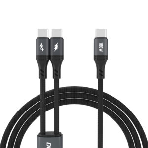 Dudao L3F 2in1 kábel 100 W, 1,2 m, 2× USB-C (fekete)