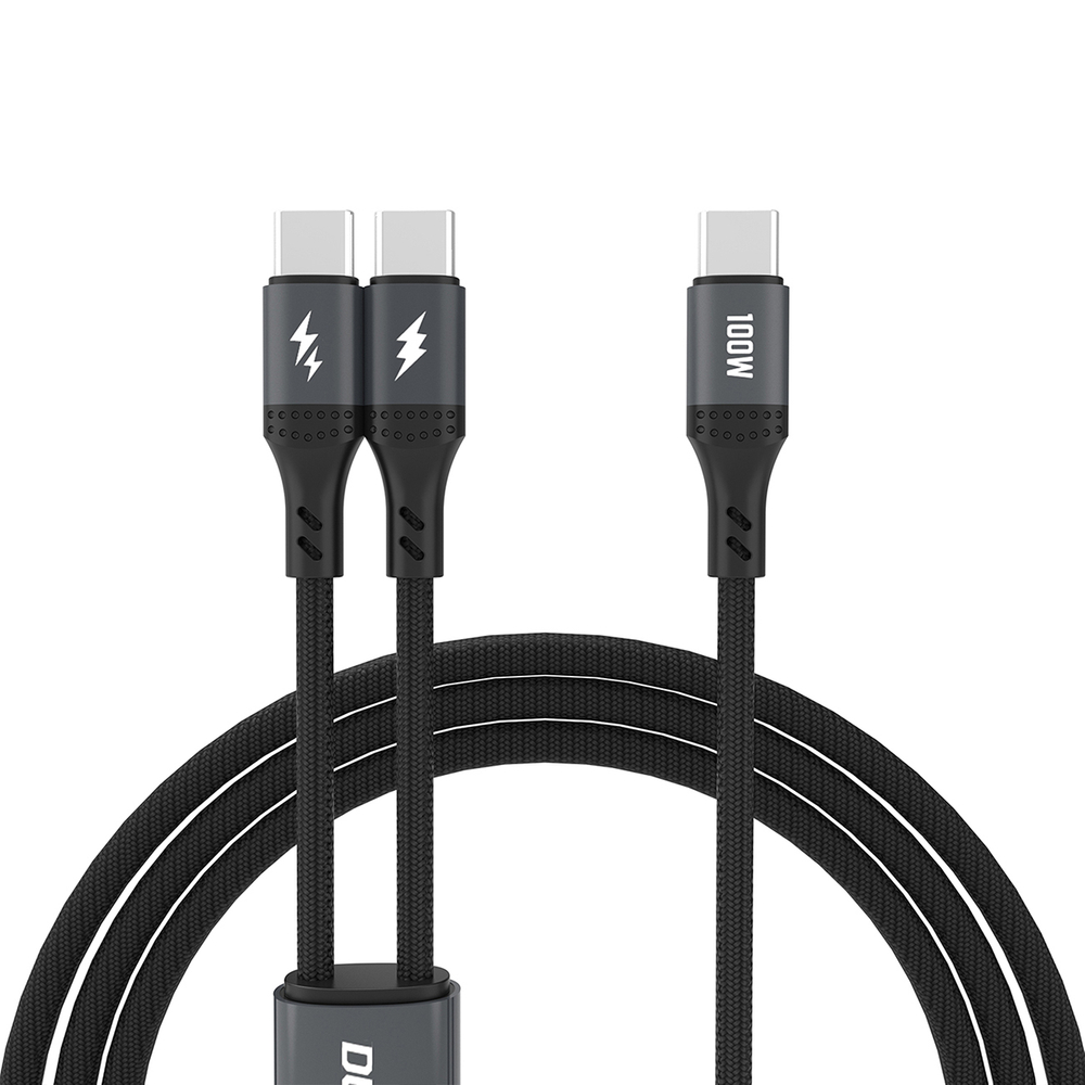 iTok webáruház - Dudao Dudao L3F 2in1 kábel 100 W, 1,2 m, 2× USB-C (fekete) 1 Dudao L3F 2in1 Cable 100W 1.2m 2 x USB-C (fekete)