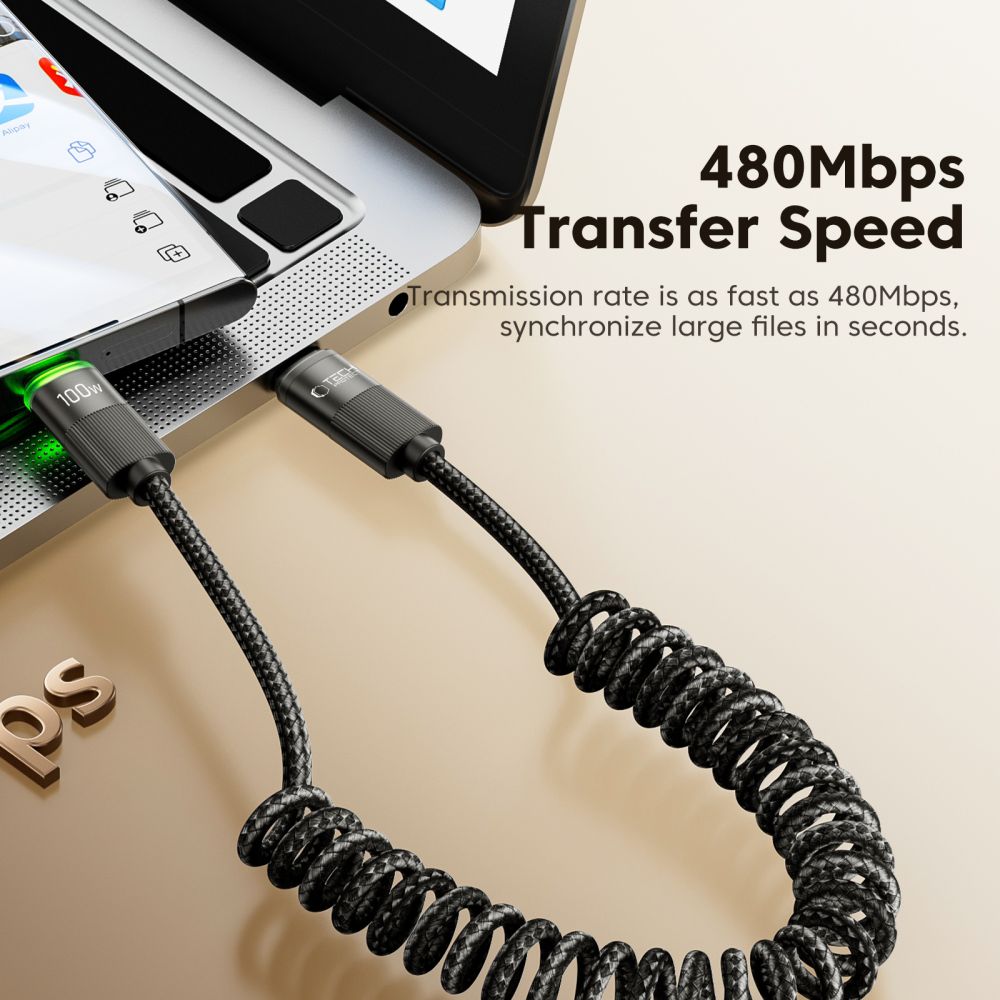 iTok webáruház - Tech-Protect Tech-Protect UB20T Ultraboost USB-C kábel PD 100 W/5 A, 180 cm (fekete) 5 Tech-Protect UB20T Ultraboost USB Type-C Cable PD100W/5A 180cm (fekete)