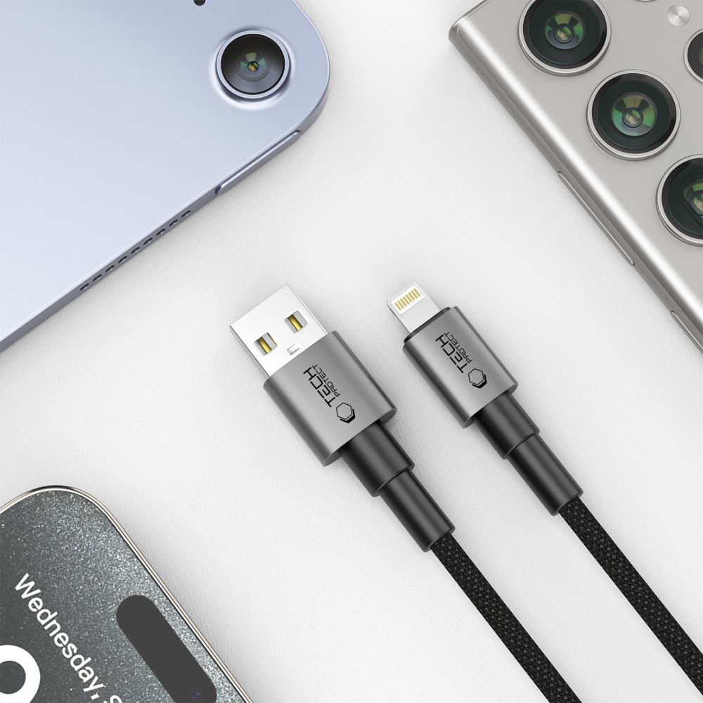 iTok webáruház - Tech-Protect Tech-Protect UltraBoost DNA USB-A–Lightning kábel, 15 W, 100 cm (szürke) 2 Tech-Protect UltraBoost DNA USB-A / Lightning cable 15W/2.4A 100 cm (szürke)