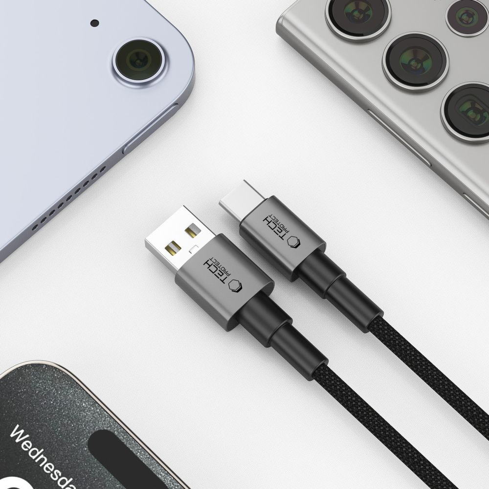 iTok webáruház - Tech-Protect Tech-Protect UltraBoost DNA USB-A / USB-C kábel 15 W/3 A, 200 cm (szürke) 4 Tech-Protect UltraBoost DNA USB-A / USB-C Cable 15W/3A 200cm (szürke)