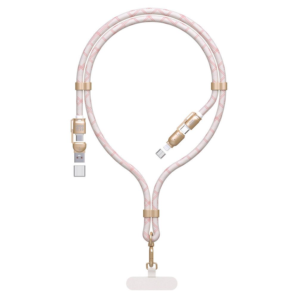 iTok webáruház - Dudao Dudao L20MAX 4 az 1-ben kábel és nyakpánt USB-A / USB-C / Lightning PD QC 65 W, 1,5 m (rózsaszín) 1 Dudao L20MAX 4in1 Cable / Lanyard USB-A / USB-C / Lightning PD QC 65W 1.5m (rózsaszín)