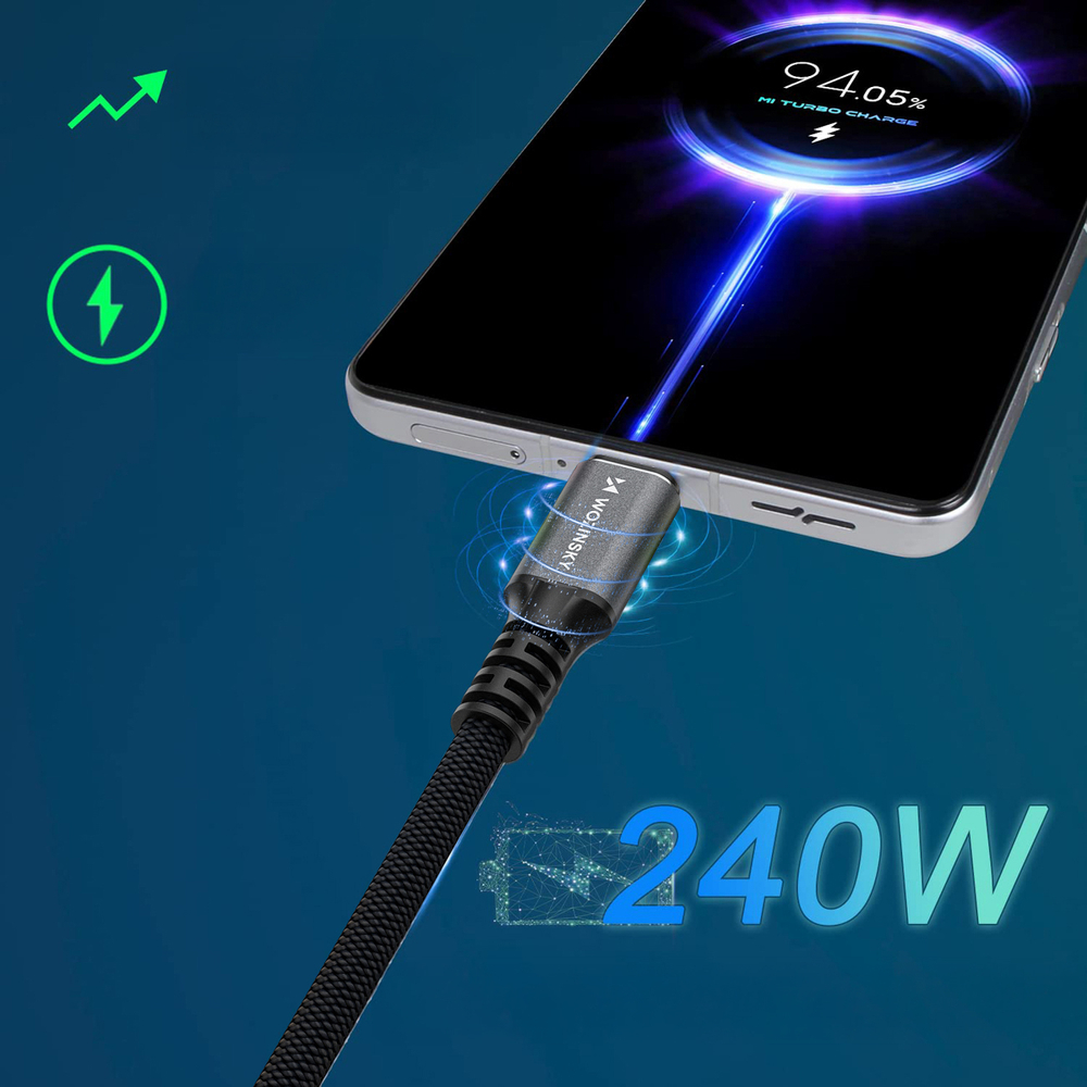 iTok webáruház - Wozinsky Wozinsky WPS-UY41S USB-C USB4 kábel 40 Gb/s 240 W 1 m 4K (fekete) 7 Wozinsky WPS-UY41S USB-C USB4 Cable 40Gb/s 240W 1m 4K (fekete)