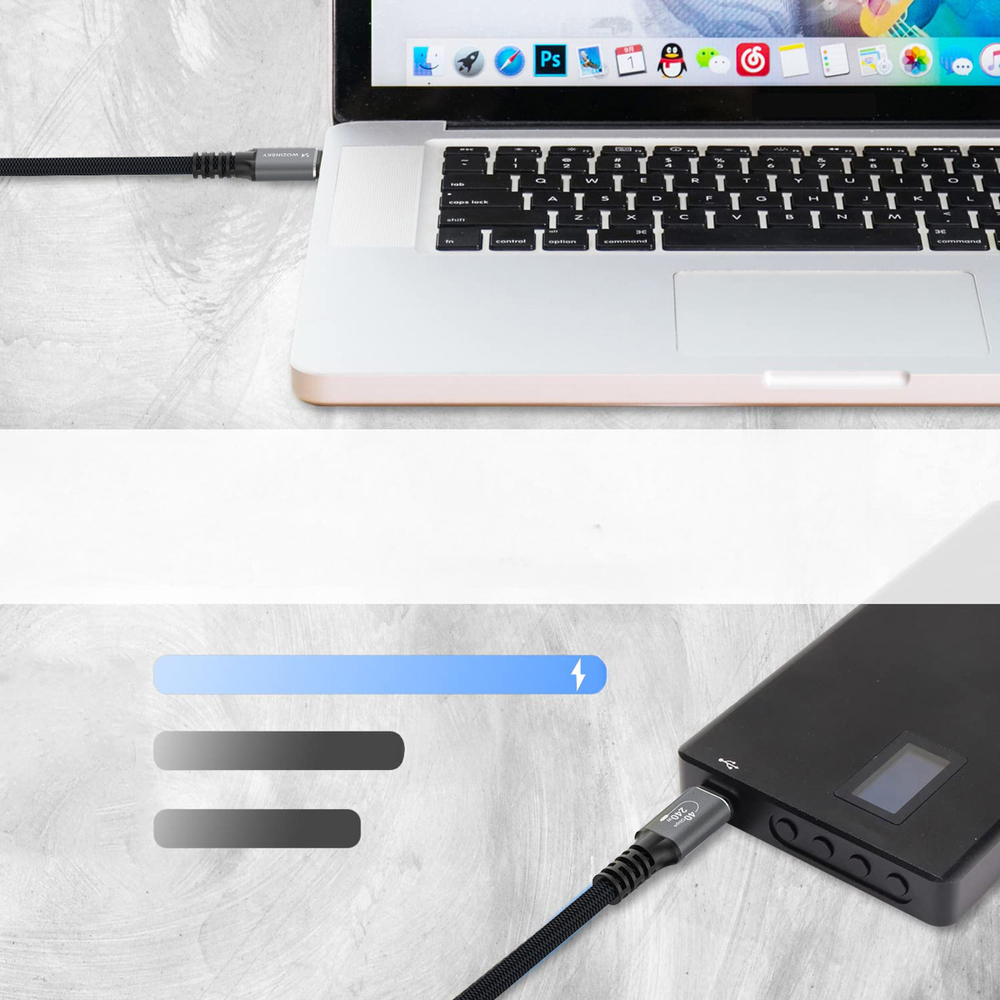 iTok webáruház - Wozinsky Wozinsky WPS-UY41S USB-C USB4 kábel 40 Gb/s 240 W 1 m 4K (fekete) 8 Wozinsky WPS-UY41S USB-C USB4 Cable 40Gb/s 240W 1m 4K (fekete)