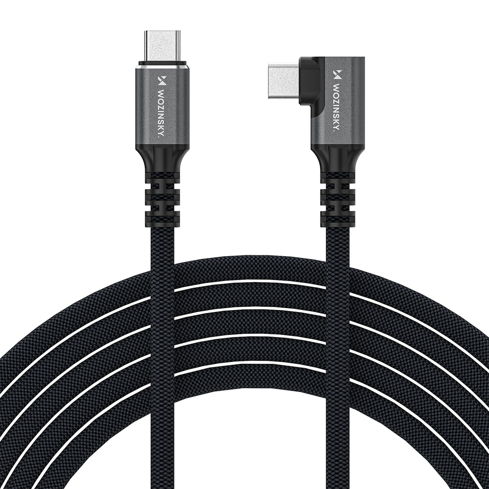 iTok webáruház - Wozinsky Wozinsky WPS1-UY41S USB-C USB4 40 Gb/s 240 W 1,5 m 4K szögben hajlított kábel (fekete) 2 Wozinsky WPS1-UY41S USB-C USB4 40Gb/s 240W 1.5m 4K Angled Cable (fekete)