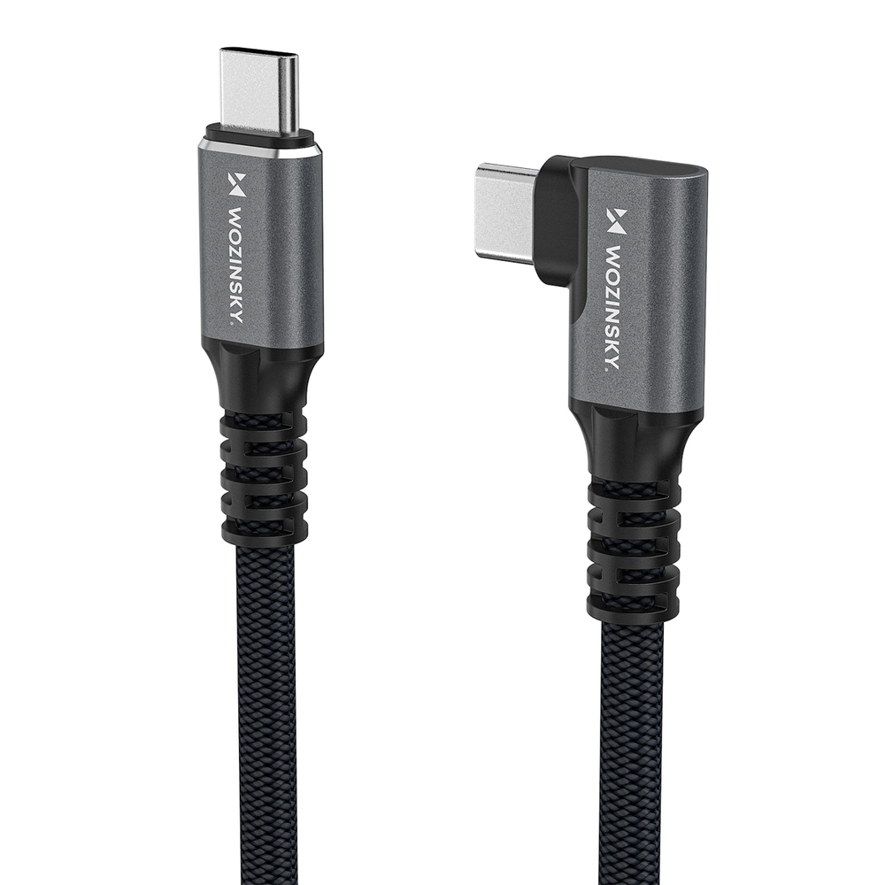 iTok webáruház - Wozinsky Wozinsky WPS1-UY41S USB-C USB4 40 Gb/s 240 W 1,5 m 4K szögben hajlított kábel (fekete) 3 Wozinsky WPS1-UY41S USB-C USB4 40Gb/s 240W 1.5m 4K Angled Cable (fekete)