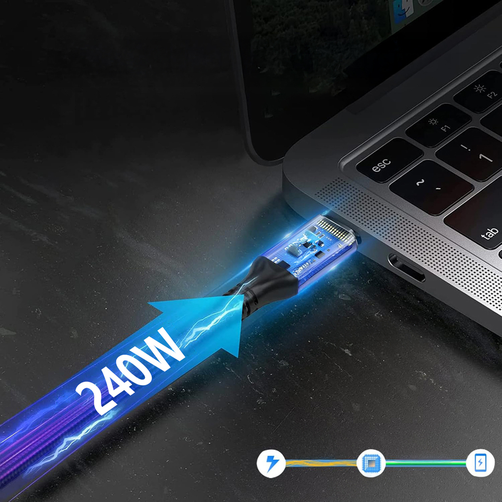 iTok webáruház - Wozinsky Wozinsky WPS1-UY41S USB-C USB4 40 Gb/s 240 W 1,5 m 4K szögben hajlított kábel (fekete) 5 Wozinsky WPS1-UY41S USB-C USB4 40Gb/s 240W 1.5m 4K Angled Cable (fekete)