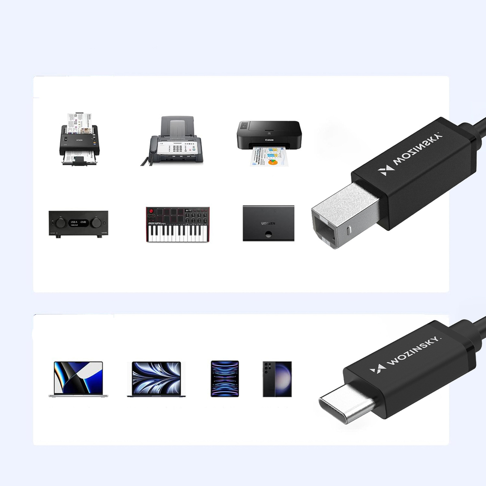 iTok webáruház - Wozinsky Wozinsky WKDDY1S USB-B–USB-C kábel, 1 m (fekete) 7 Wozinsky WKDDY1S USB-B - USB-C Cable 1m (fekete)