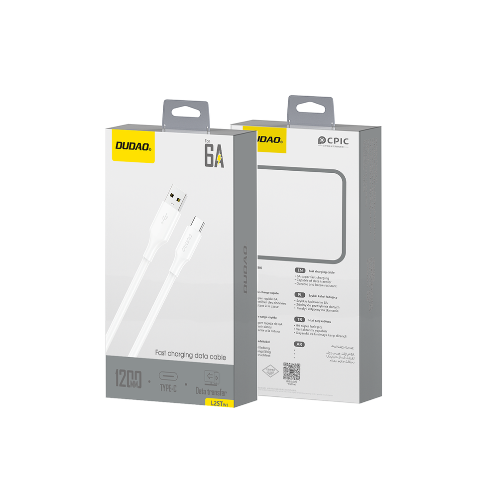 iTok webáruház - Dudao Dudao L2sT USB-A–USB-C 6A kábel 1,2 m (fehér) 2 Dudao L2sT USB-A - USB-C 6A Cable 1.2m (fehér)