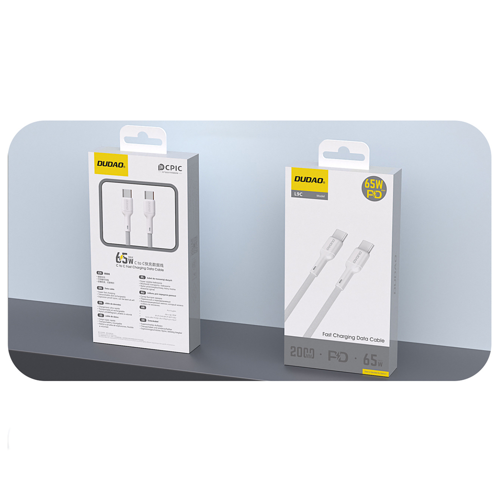 iTok webáruház - Dudao Dudao L9C 65 W USB-C–USB-C kábel, 1 m (fehér) 2 Dudao L9C 65W USB-C - USB-C Cable 1m (fehér)
