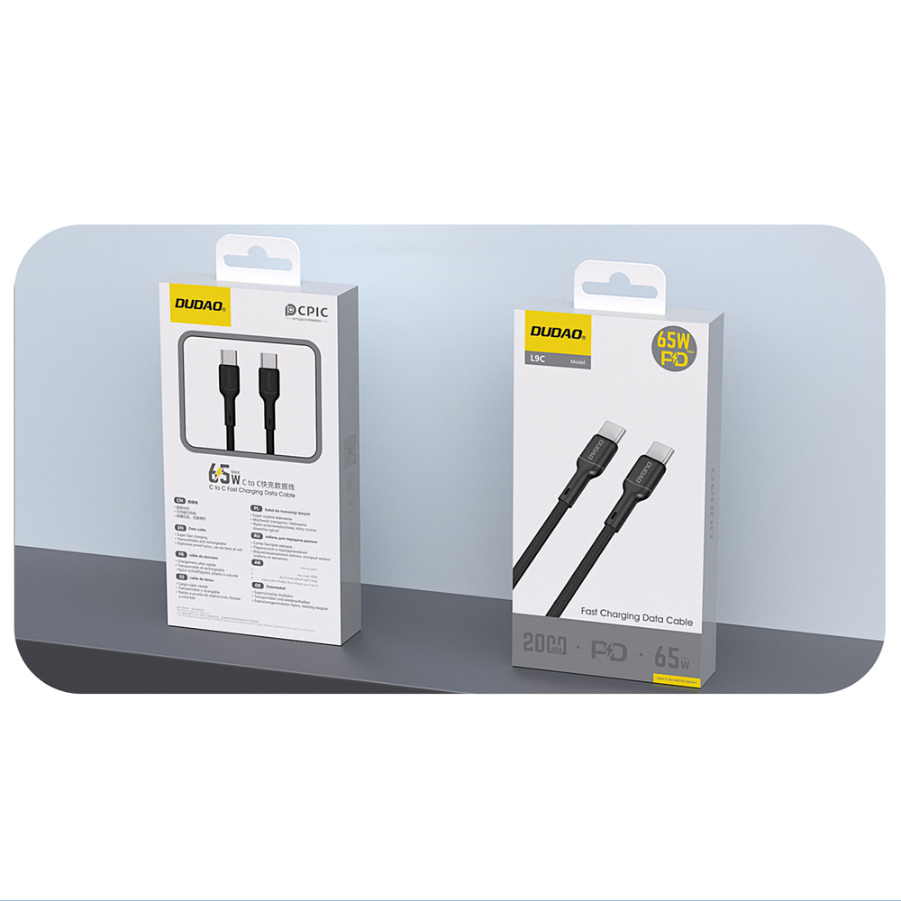 iTok webáruház - Dudao Dudao L9C 65 W USB-C–USB-C kábel, 1 m (fekete) 2 Dudao L9C 65W USB-C - USB-C 1m Cable (fekete)