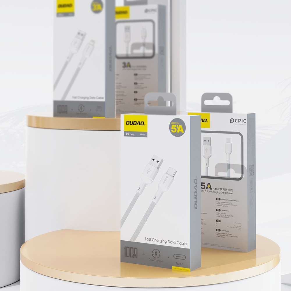 iTok webáruház - Dudao Dudao L9T 5A USB-A–USB-C kábel, 1 m (fehér) 5 Dudao L9T 5A USB-A - USB-C Cable 1m (fehér)