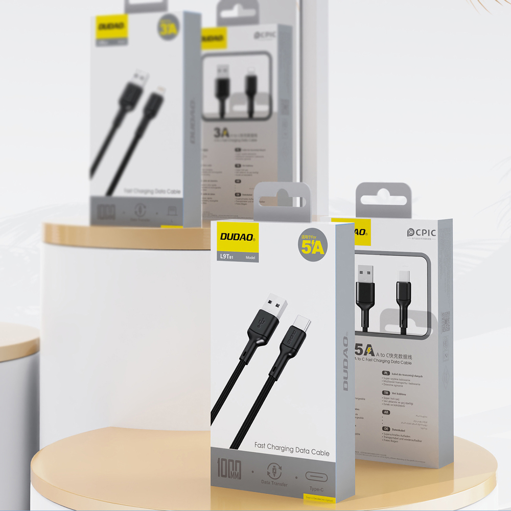 iTok webáruház - Dudao Dudao L9T 5A USB-A–USB-C kábel, 1 m (fekete) 5 Dudao L9T 5A USB-A - USB-C Cable 1m (fekete)