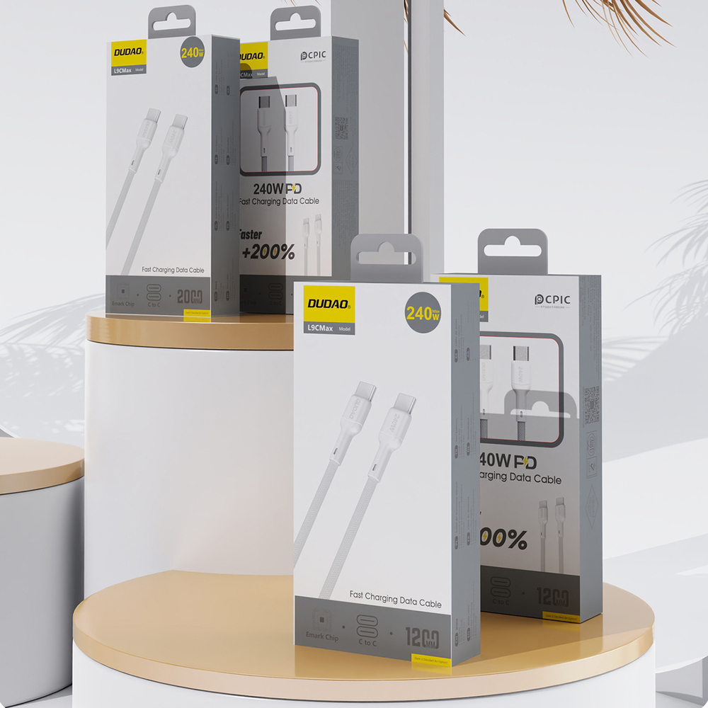 iTok webáruház - Dudao Dudao L9C Max 240W PD USB-C–USB-C kábel, 2 m (fehér) 6 Dudao L9C Max 240W PD USB-C - USB-C 2m Cable (fehér)