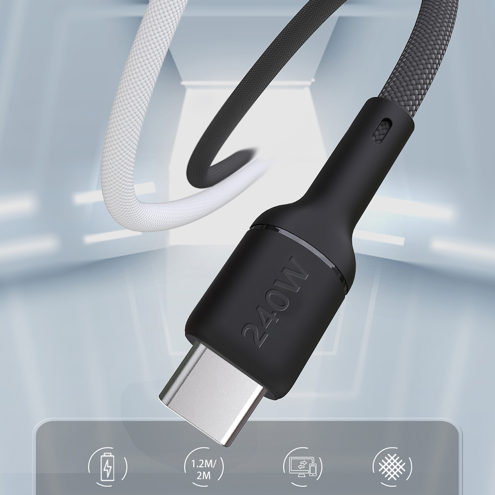 iTok webáruház - Dudao Dudao L9C Max 240 W USB-C–USB-C kábel, 2 m (fekete) 3 Dudao L9C Max 240W PD USB-C - USB-C 2m Cable (fekete)