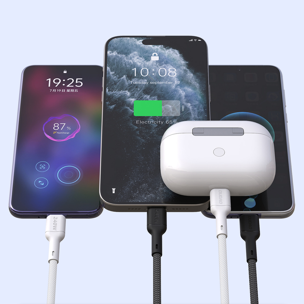 iTok webáruház - Dudao Dudao L9C Max 240 W USB-C–USB-C kábel, 2 m (fekete) 6 Dudao L9C Max 240W PD USB-C - USB-C 2m Cable (fekete)