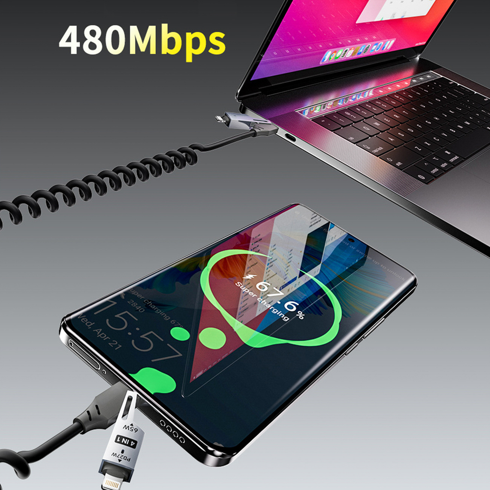 iTok webáruház - Dudao Dudao L20 Pro 4 az 1-ben USB-A / USB-C – Lightning / USB-C kábel (fekete) 4 Dudao L20 Pro 4-in-1 USB-A / USB-C - Lightning / USB-C Cable (fekete)