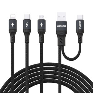 Dudao L3W 66 W-os USB-A/USB-C – Lightning/USB-C/MicroUSB kábel (fekete)