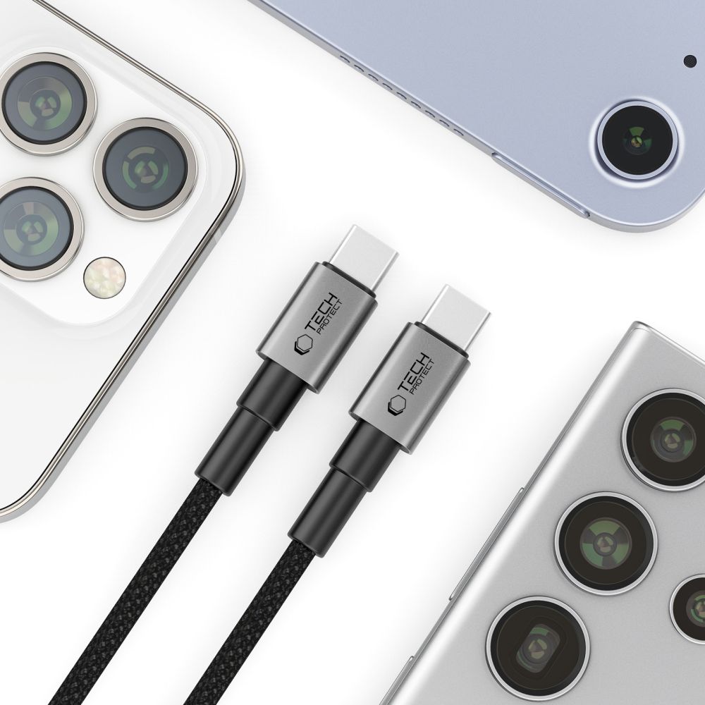 iTok webáruház - Tech-Protect Tech-Protect Ultraboost DNA MagTwist USB-C–USB-C PD kábel 100 W / 5 A, 100 cm (szürke) 4 Tech-Protect Ultraboost DNA MagTwist USB-C PD Cable 100W / 5A 100 cm (szürke)