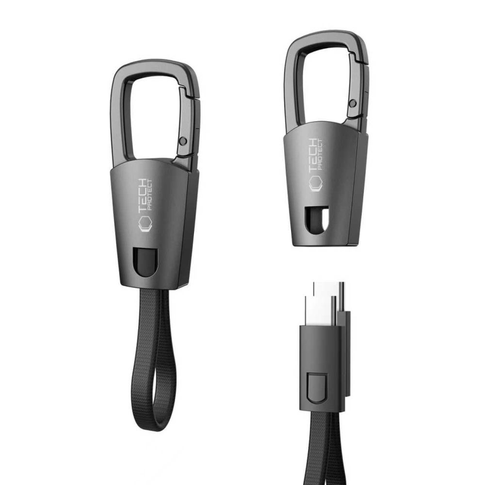 iTok webáruház - Tech-Protect Tech-Protect Ultraboost DNA USB-C kábel kulcstartóval, 60 W / 3 A (szürke) 1 Tech-Protect Ultraboost DNA Cable with Keychain USB-C PD 60W / 3A (szürke)