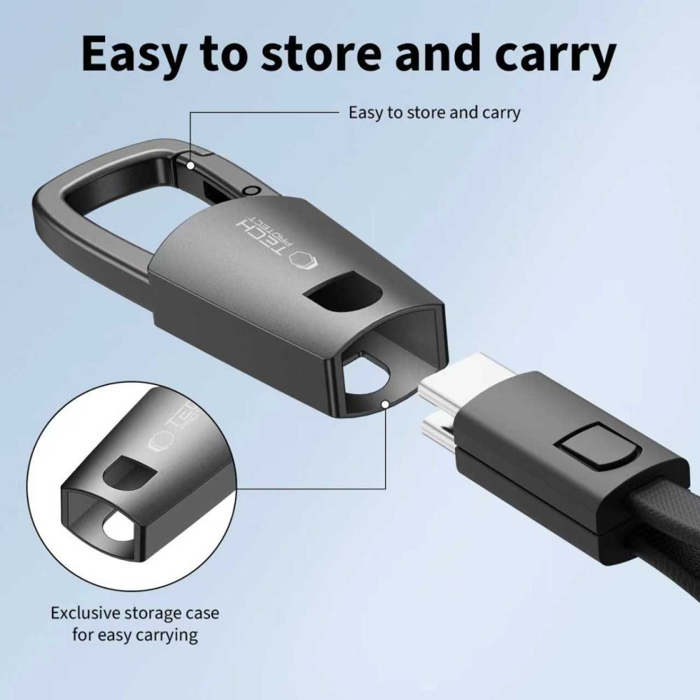iTok webáruház - Tech-Protect Tech-Protect Ultraboost DNA USB-C kábel kulcstartóval, 60 W / 3 A (szürke) 3 Tech-Protect Ultraboost DNA Cable with Keychain USB-C PD 60W / 3A (szürke)