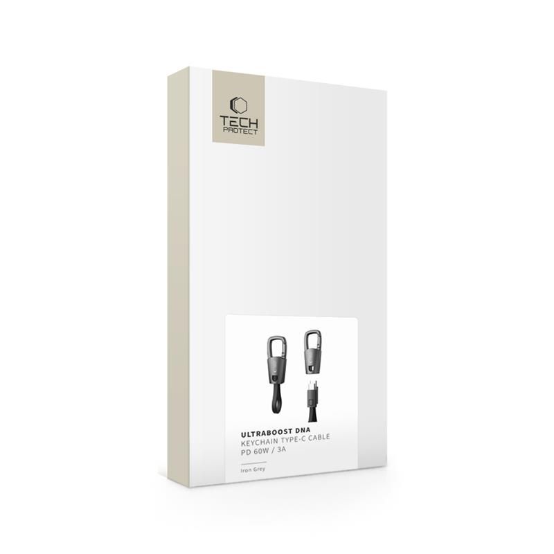 iTok webáruház - Tech-Protect Tech-Protect Ultraboost DNA USB-C kábel kulcstartóval, 60 W / 3 A (szürke) 7 Tech-Protect Ultraboost DNA Cable with Keychain USB-C PD 60W / 3A (szürke)