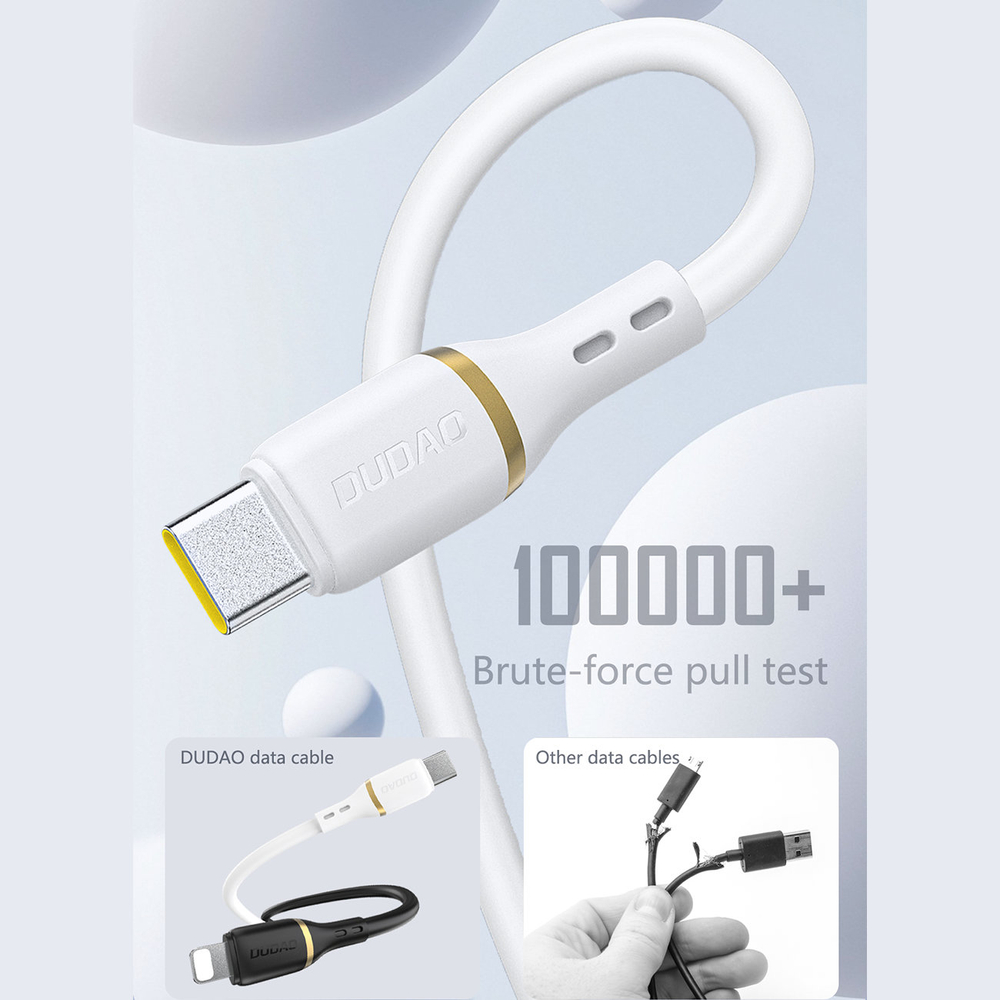iTok webáruház - Dudao Dudao L25C USB-C–USB-C szilikonkábel 60 W, 1 m (fehér) 2 Dudao L25C USB-C - USB-C Silicone Cable 60W 1m (fehér)