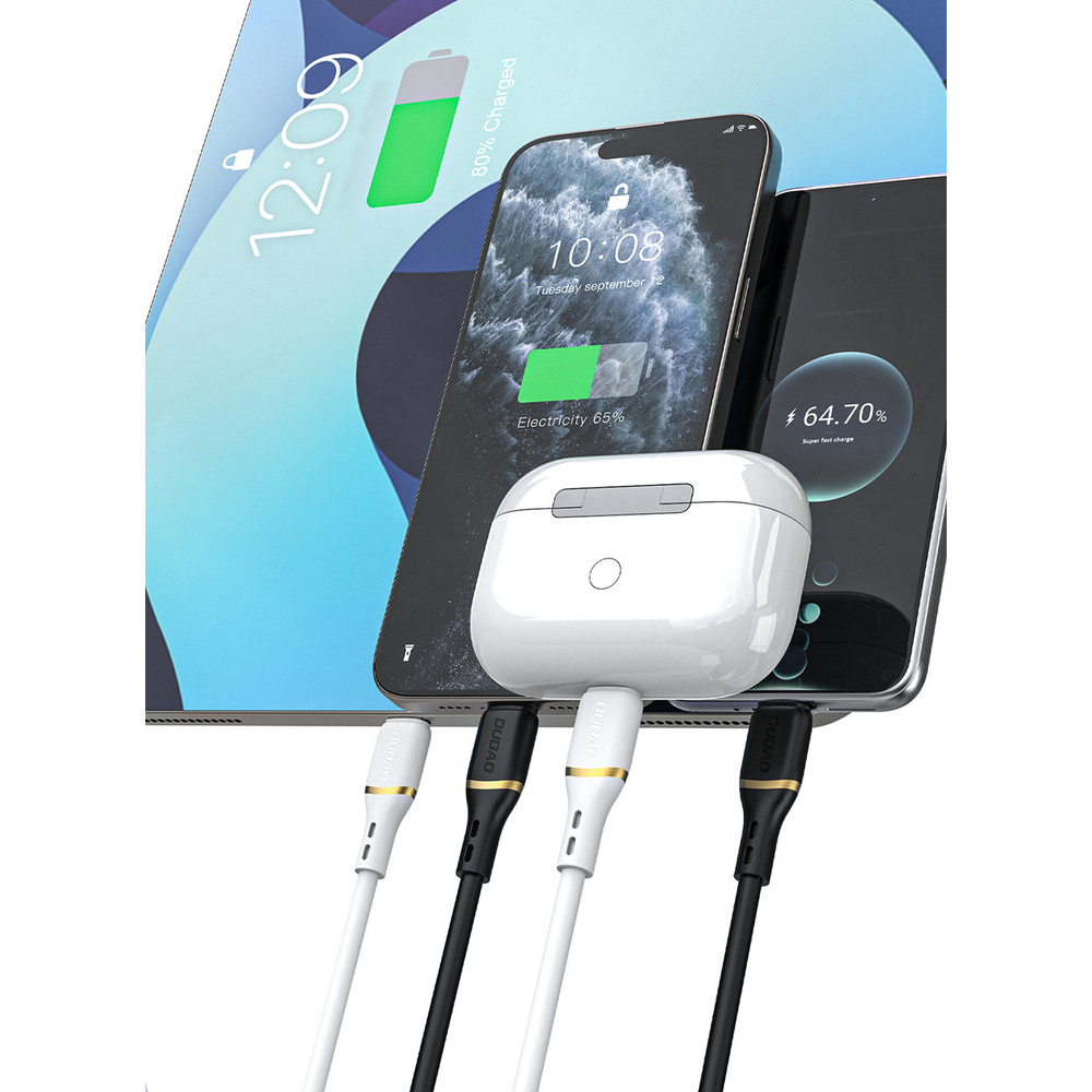 iTok webáruház - Dudao Dudao L25C USB-C–USB-C szilikonkábel 60 W, 1 m (fehér) 6 Dudao L25C USB-C - USB-C Silicone Cable 60W 1m (fehér)
