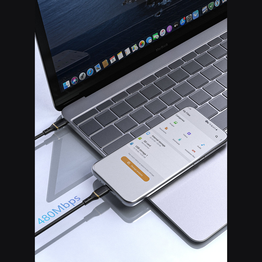 iTok webáruház - Dudao Dudao L25C USB-C–USB-C szilikonkábel 60 W, 1 m (fehér) 7 Dudao L25C USB-C - USB-C Silicone Cable 60W 1m (fehér)
