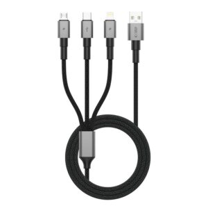 Tech-Protect UltraBoost DNA 3 az 1-ben USB-C / Micro-USB / Lightning kábel, 120 cm (szürke)