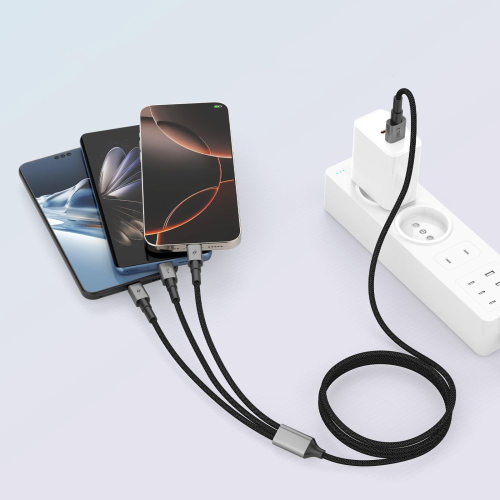 iTok webáruház - Tech-Protect Tech-Protect UltraBoost DNA 3 az 1-ben USB-C / Micro-USB / Lightning kábel, 120 cm (szürke) 5 Tech-Protect UltraBoost DNA 3in1 USB-C / Micro-USB / Lightning cable 120 cm (szürke)