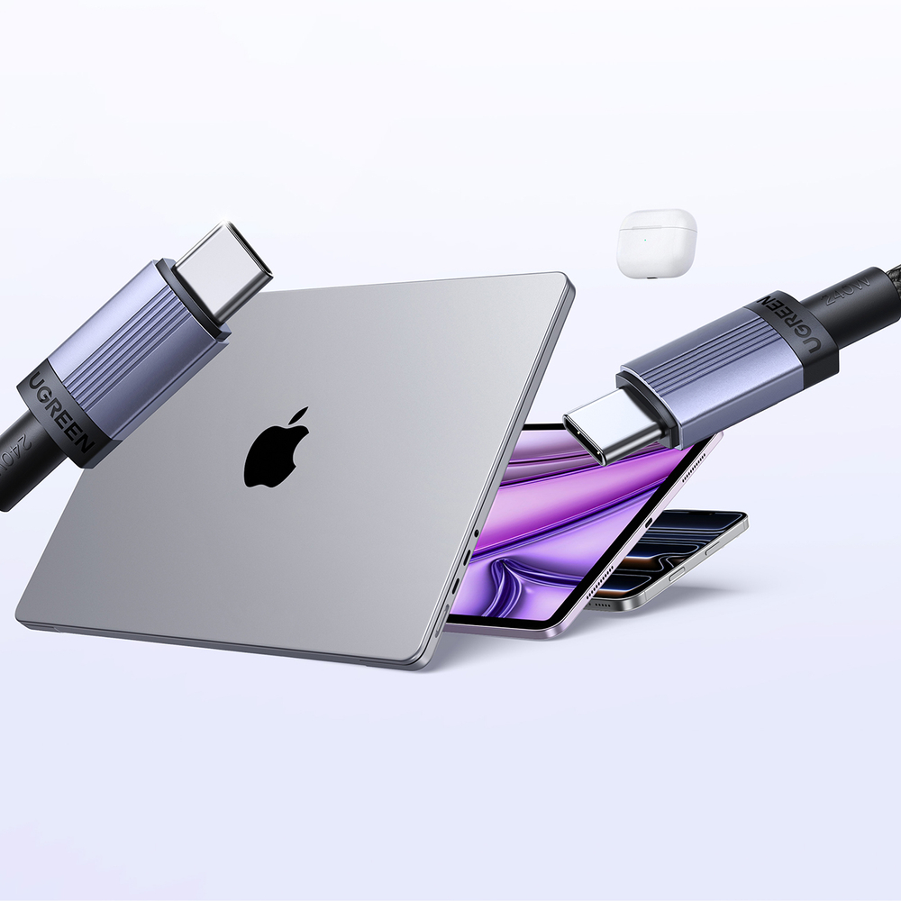 iTok webáruház - Ugreen Ugreen USB-C–USB-C PD kábel, 240 W, 2 m (fekete) 6 Ugreen USB-C to USB-C PD Cable 240W 2m (fekete)