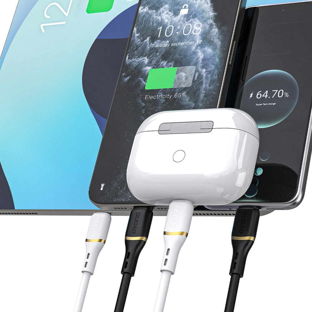 iTok webáruház - Dudao Dudao L25X USB-C–Lightning kábel, 1 m, 30 W (fekete) 3 Dudao L25X USB-C - Lightning Cable 1m 30W with Soft Silicone Braid (fekete)