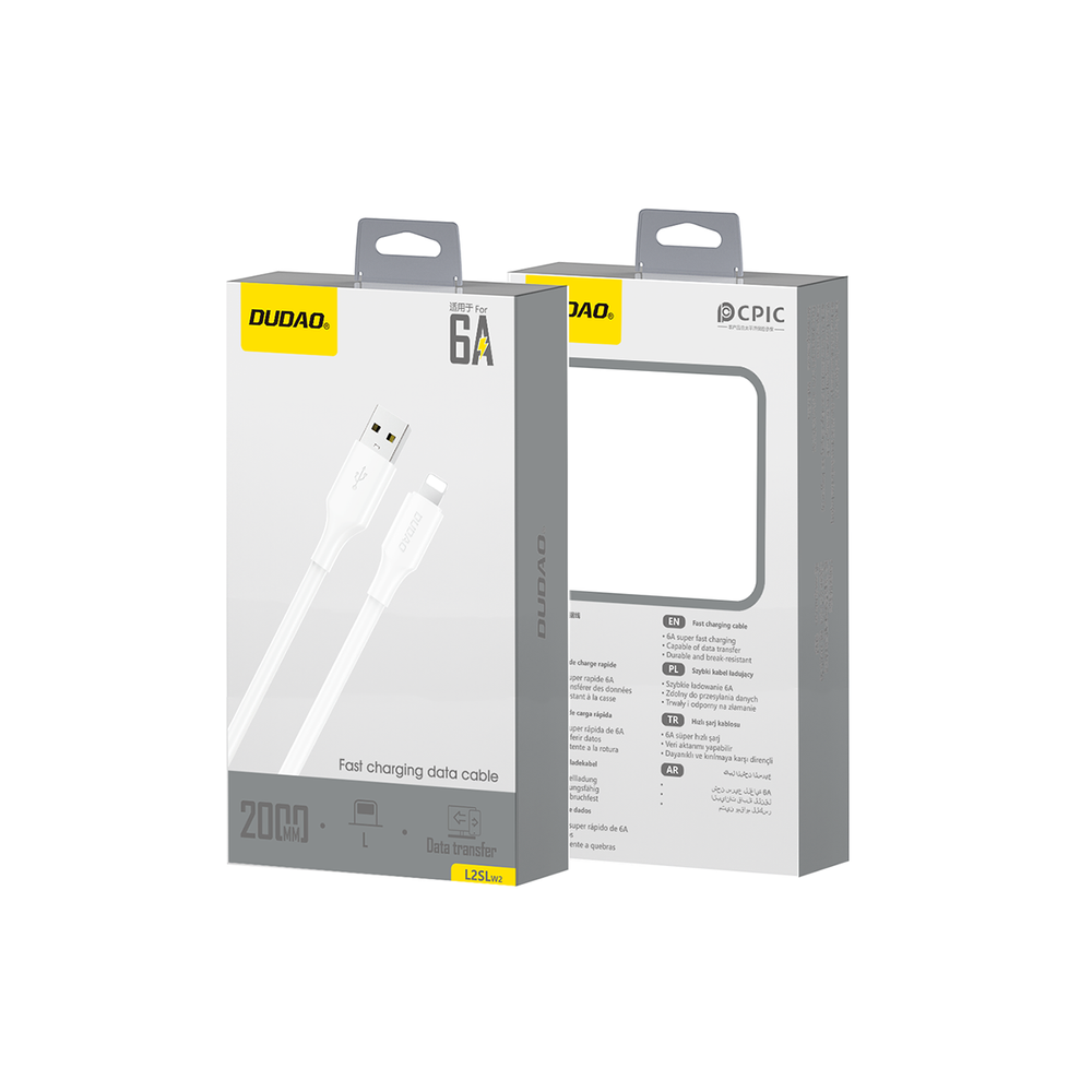 iTok webáruház - Dudao Dudao L2sL USB-A–Lightning kábel, 1,2 m, 6 A (fehér) 2 Dudao L2sL USB-A - Lightning 6A Cable 1.2m (fehér)