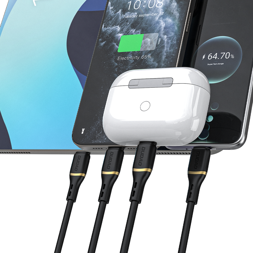 iTok webáruház - Dudao Dudao L25L 30W USB-A–Lightning kábel, 1 m (fekete) 2 Dudao L25L 30W USB-A - Lightning Cable with Soft Silicone Braid Lightning 1m (fekete)
