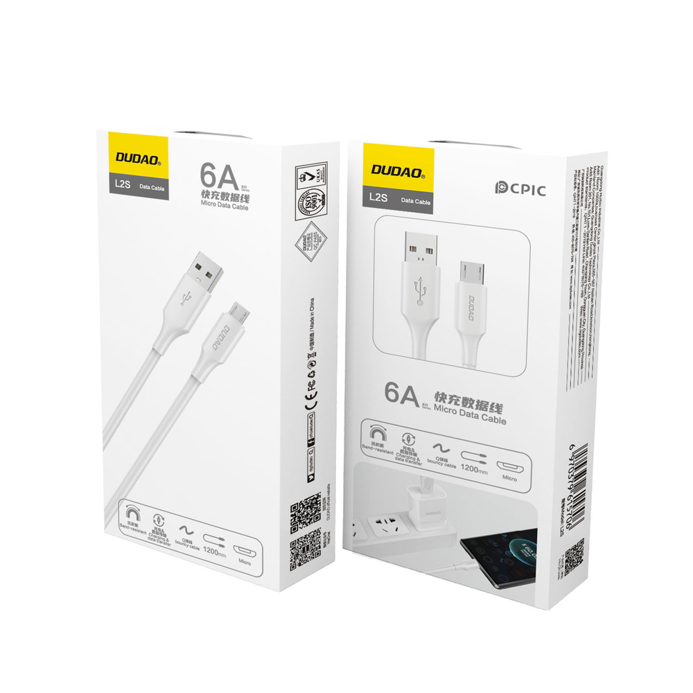 iTok webáruház - Dudao Dudao L2SM USB-A / micro USB 6A kábel 1,2 m (fehér) 3 Dudao L2SM USB-A / micro USB 6A cable 1.2 m (fehér)