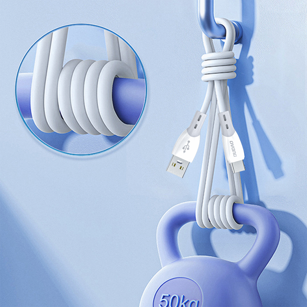 iTok webáruház - Dudao Dudao L25ST 5 A USB-A–USB-C kábel, 1 m (fehér) 7 Dudao L25ST 5 A USB-A - USB-C Cable with Soft Silicone Braid 1 m (fehér)