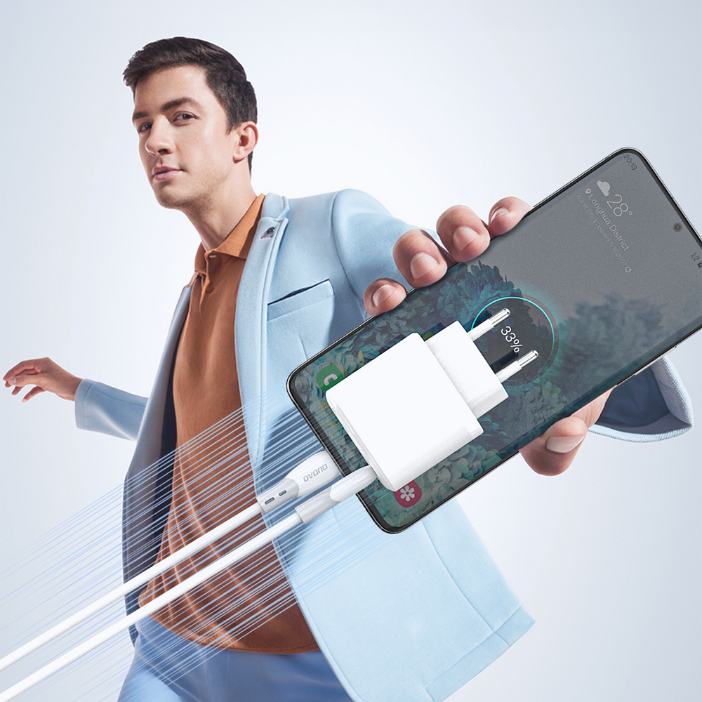 iTok webáruház - Dudao Dudao L25SC 60 W USB-C–USB-C kábel, 1 m (fehér) 6 Dudao L25SC 60W USB-C - USB-C Cable with Soft Silicone Braid 1m (fehér)
