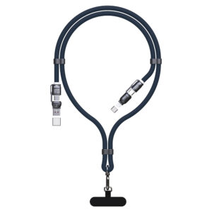 Dudao L20Max 65W 4 az 1-ben kábel nyakpánttal, USB-C–USB-C, Lightning- és USB-A-adapterekkel (kék)