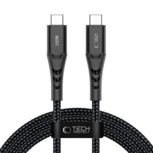 Tech-Protect Ultraboost UB11T USB-C–USB-C PD 100W kábel, 200 cm (fekete)