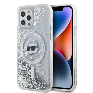 Karl Lagerfeld Liquid Glitter Choupette Head MagSafe tok iPhone 12 / 12 Pro készülékhez (átlátszó)