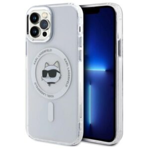 Karl Lagerfeld IML Metal Choupette Head MagSafe tok iPhone 12 / 12 Pro készülékhez (fehér)