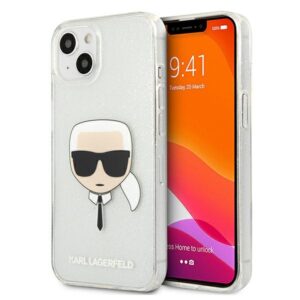 Karl Lagerfeld Glitter Karl's Head case for iPhone 13 mini (ezüst)