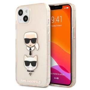 Karl Lagerfeld Glitter Karl's & Choupette Head Case for iPhone 13 mini (arany)