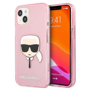 Karl Lagerfeld Glitter Karl's Head Case for iPhone 13 mini (rózsaszín)
