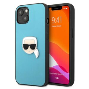 Karl Lagerfeld Leather Ikonik Karl's Head Metal Case for iPhone 13 mini (kék)